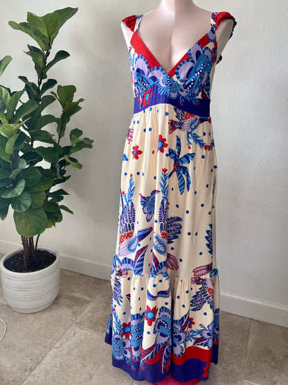 Red and Blue Tropical Maxi