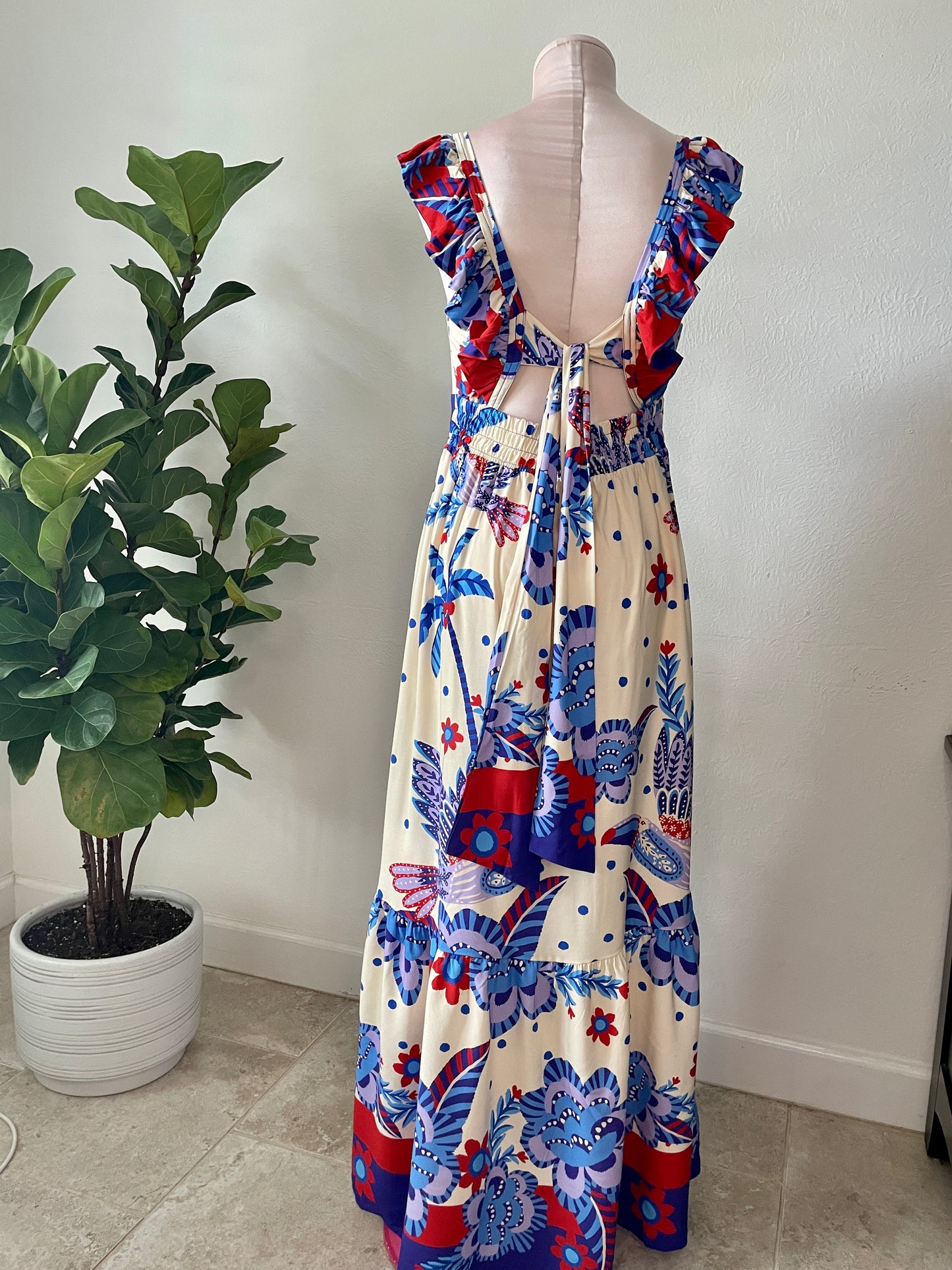 Red and Blue Tropical Maxi