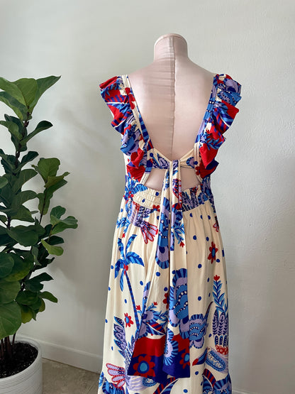 Red and Blue Tropical Maxi